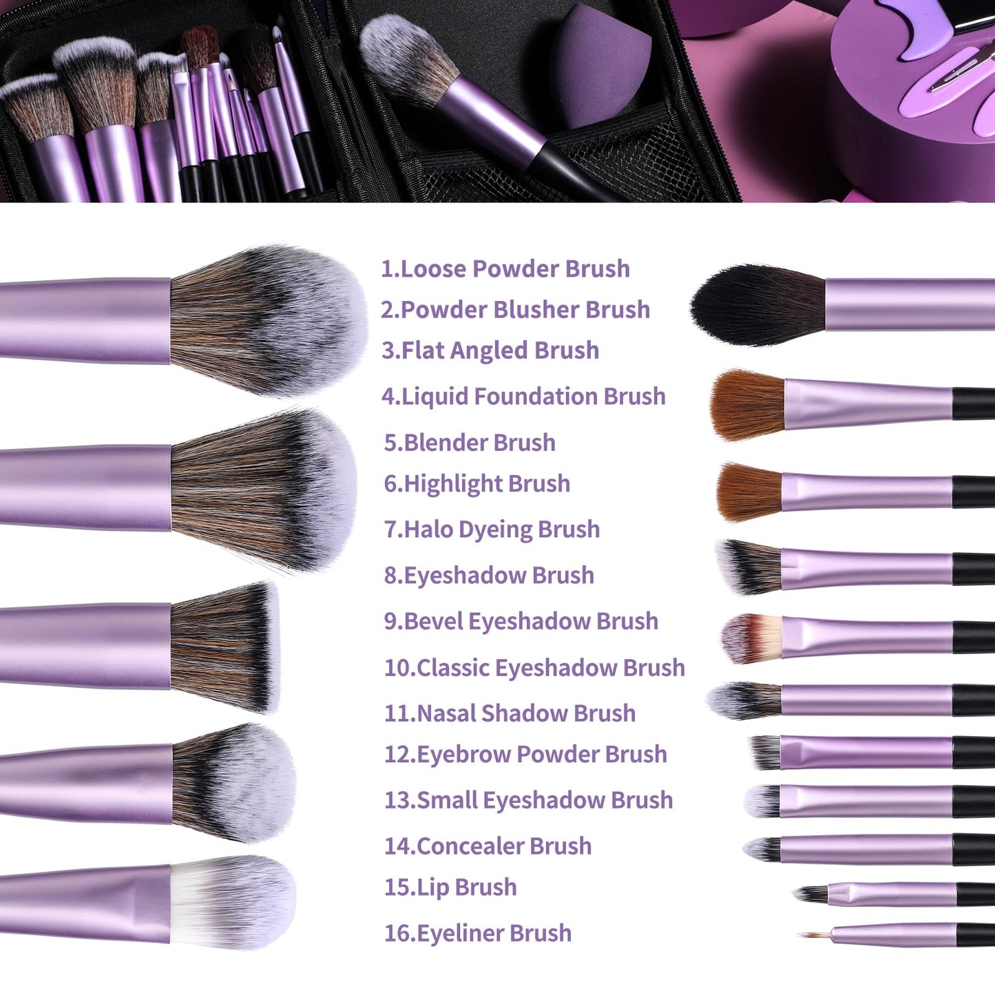 BS-MALL Makeup Brushes 21 pcs Makeup Tools Kit Premium Synthetic Powder Foundation Contour Concealers Lip Brushes with Makeup Sponge & Eyeshadow Applicator Kit