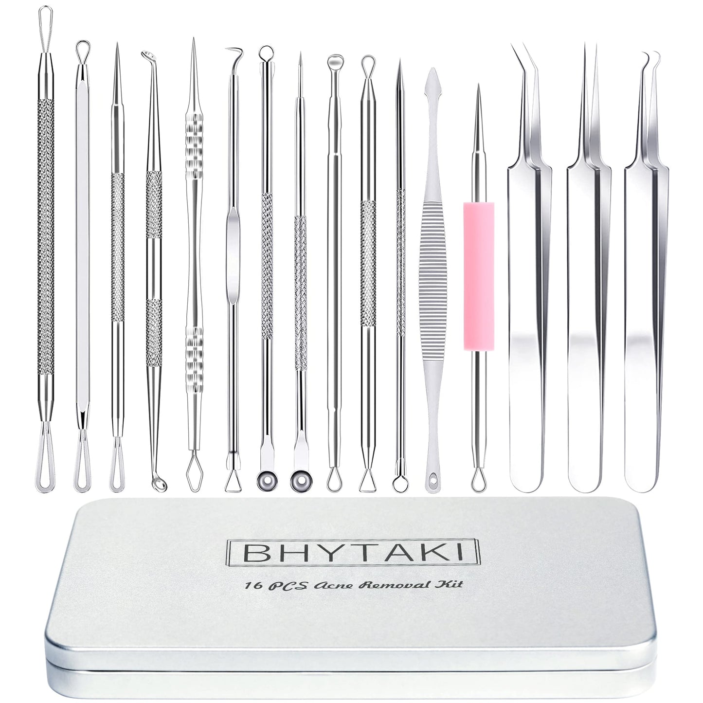 Blackhead Remover Tools, 2024 Latest 16 PCS Pimple Popper Tool Kit, Acne Blackhead Tools for Blemish, 410 Premium Professional Stainless Acne Pimple Extractor Tool with Metal Box