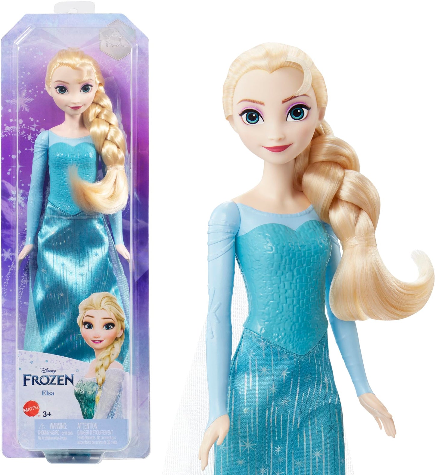 Jouets Disney Frozen de Mattel, poupée mannequin Elsa et accessoire avec un look signature, inspirés du film