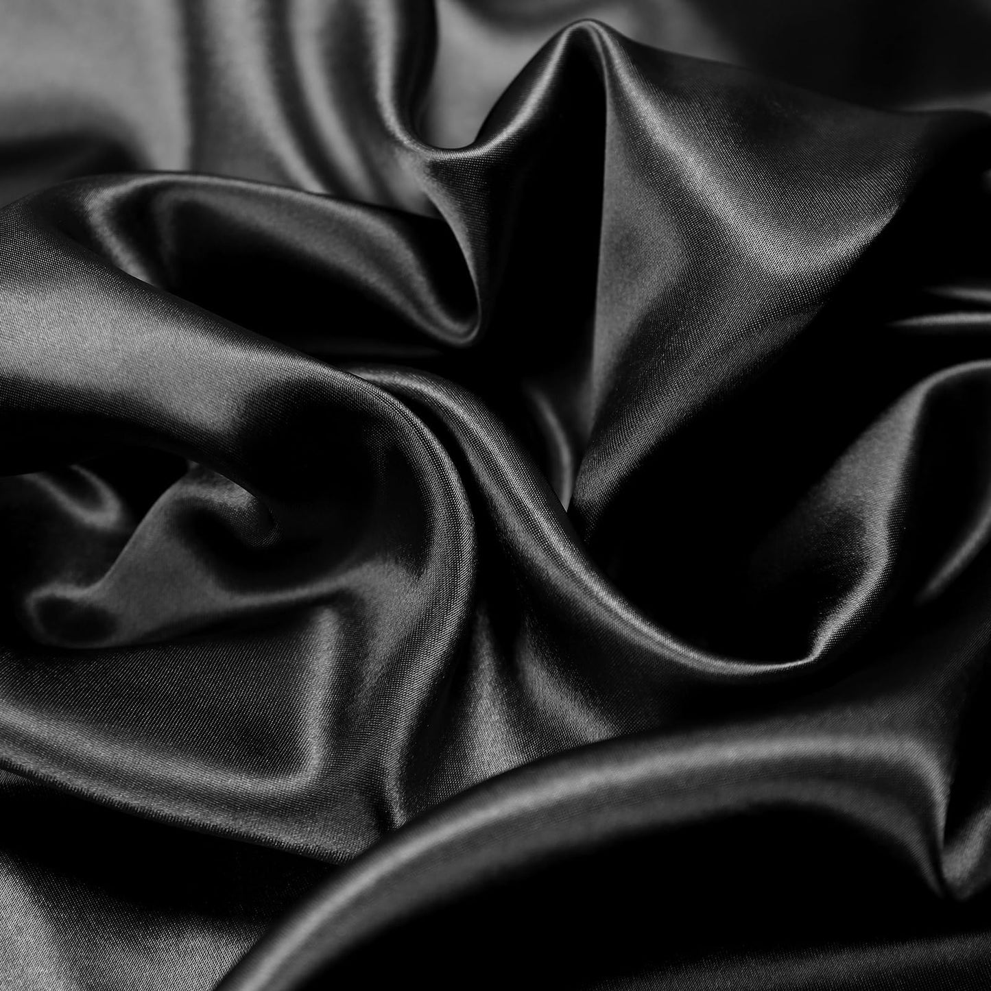 Zeiniua 35" Large Satin Head Scarf for Women Silk Hair Scarf Solid Color Hair Bandana for Night Hair Wrap Sleeping (Black)