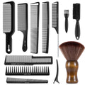 SALONSILK 12PCS Hair Cutting Comb Set - Professional Barber Combs for Hair Stylist - Premium Grade Barber Brush Neck Duster - Fading Comb Barber Clipper Comb