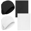 Framendino, Lot de 2 foulards pour femme, bonnet, hijab, bandeau, noir et blanc