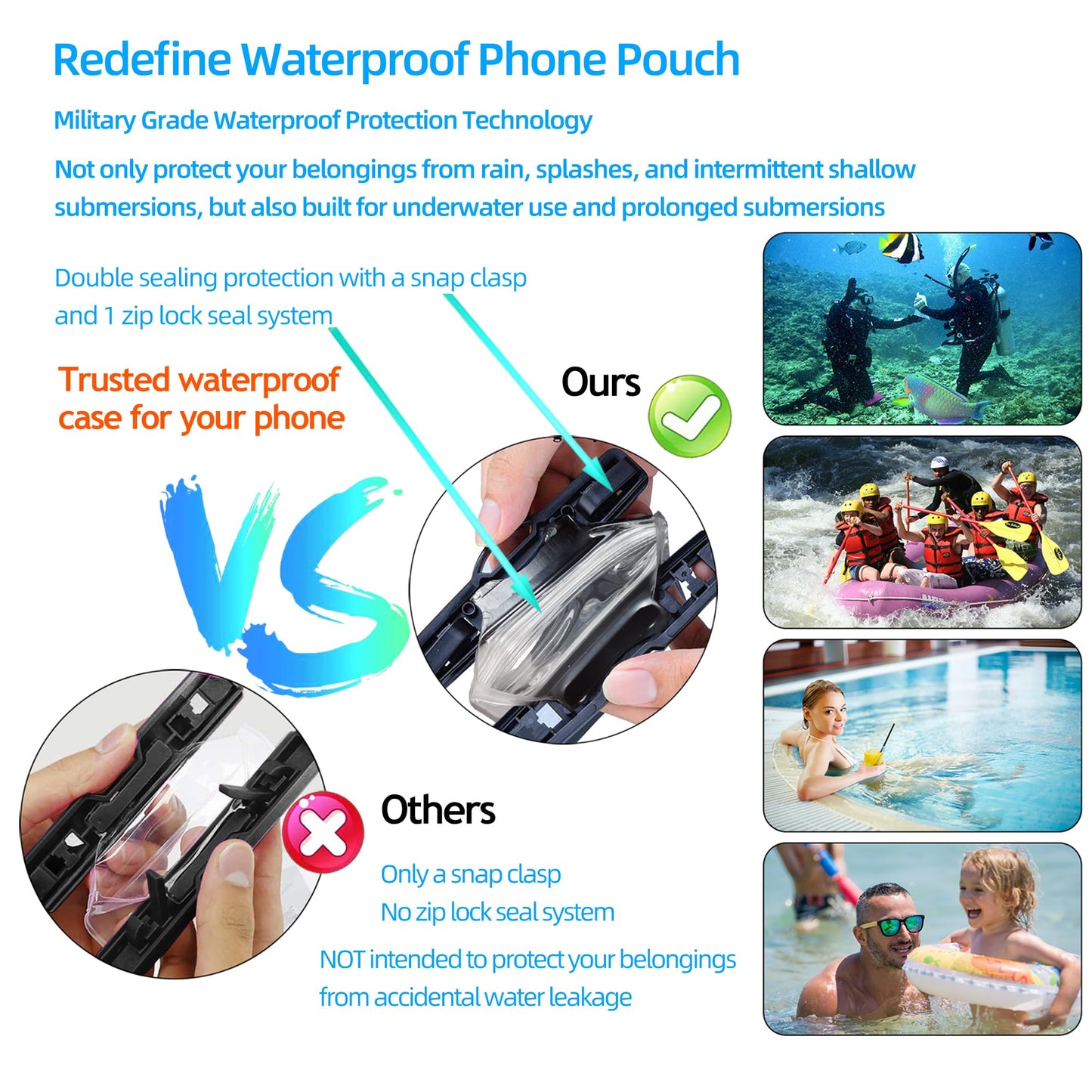 AiRunTech Waterproof Phone Pouch,Waterproof Phone Case with Lanyard Protector for iPhone 16 15 14 13 12 11 Pro Max,Waterproof Cellphone Bag Beach Cruise Ship Essentials Vacation Accessories