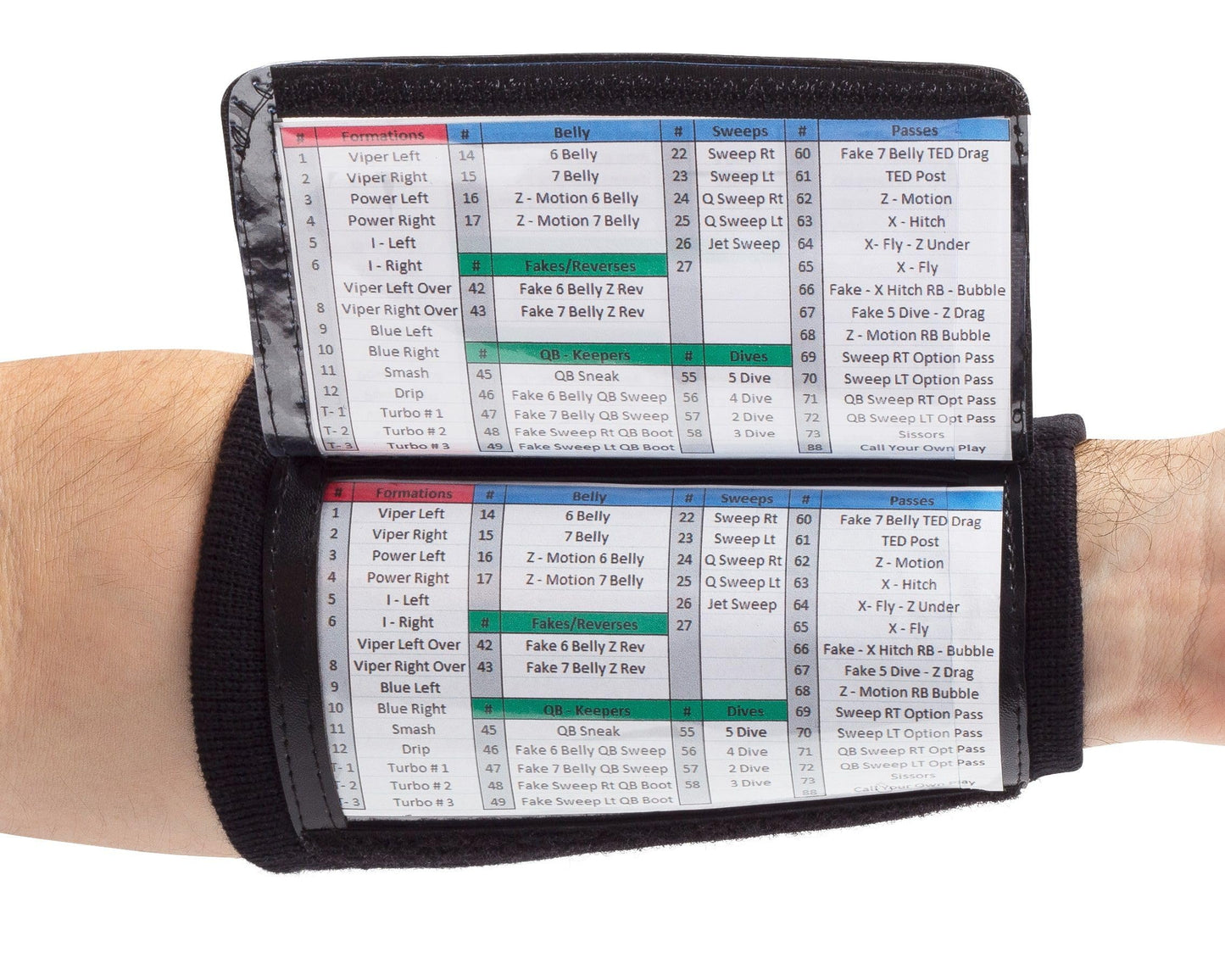 Football Play Wristbands - Adult Quarterback Gear - Wristband Playbook - Softball Wristbands for Signs - Soccer, Baseball & Catchers Wristband - QB Play Card Wrist Band Training Equipment