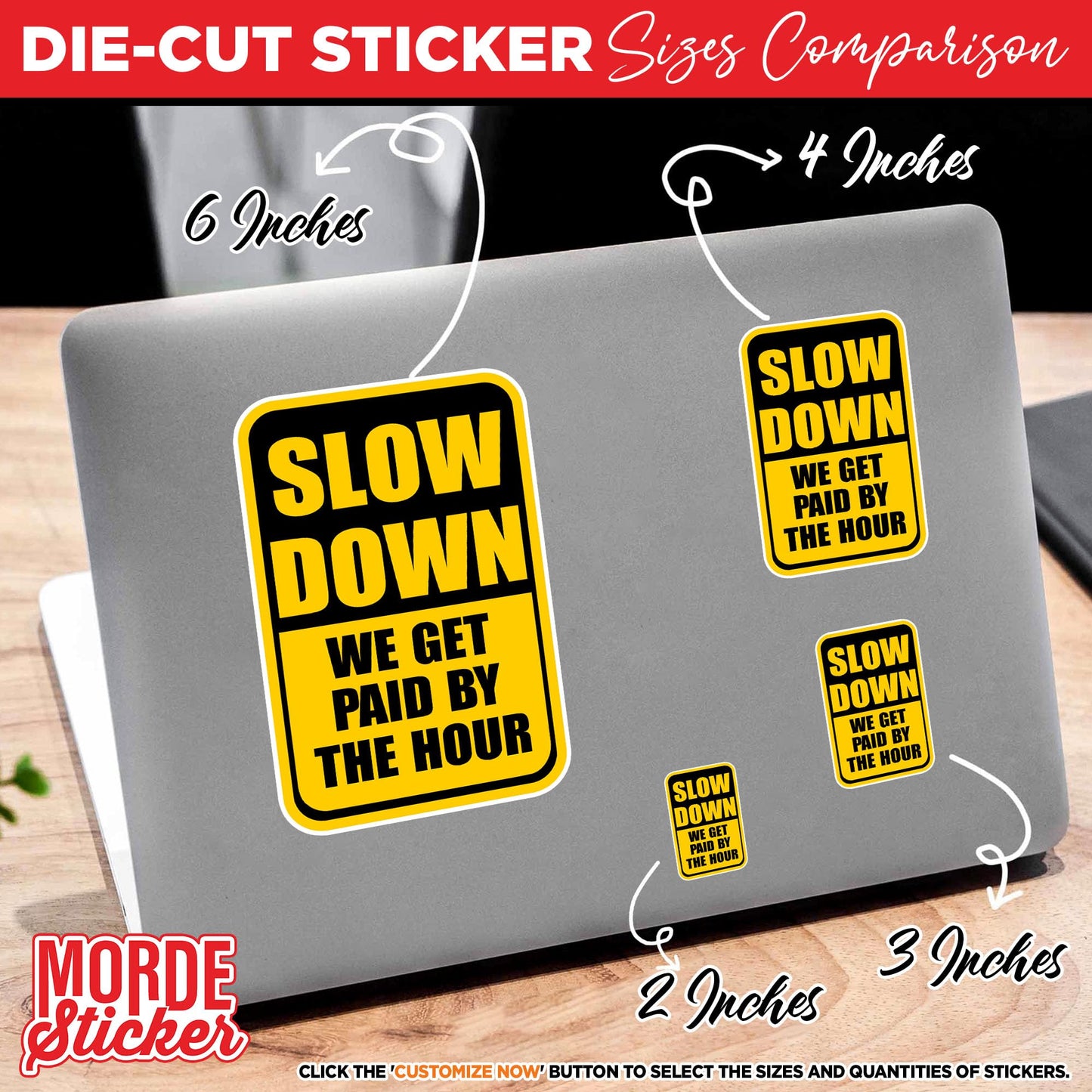 (3Pcs) Slow Down We Get Paid by The Hour Stickers Funny Job Workers Hard Hat Sticker 2" Worker Waterproof Vinyl Sticker for Laptop Water Bottle Cars Merchandise Gift Idea for Him Men Dad 2 Inches