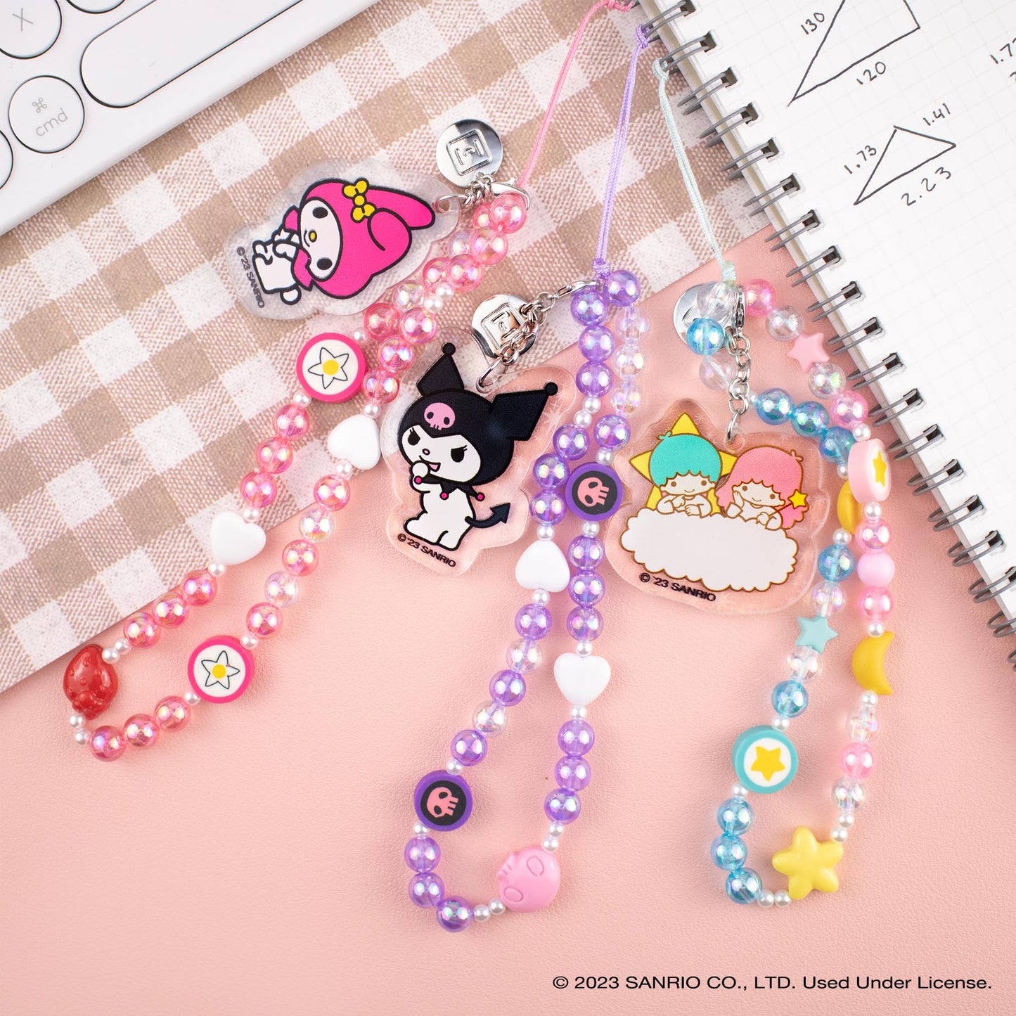 iFace Hello Kitty and Friends Beaded Wristlet Universal Phone Charm Strap - Cute Wrist Chain Lanyard Aesthetic Decor Strap for Cell Phone Camera Keys AirPods Keychains – Kuromi