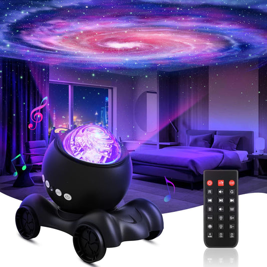 ENOKIK Proyector Galaxy, Proyector de estrellas con altavoz Bluetooth incorporado, Proyector de luz nocturna para niños y adultos, Proyector de aurora con ruido blanco para decoración del hogar, relajación, fiesta, música, regalo (negro)