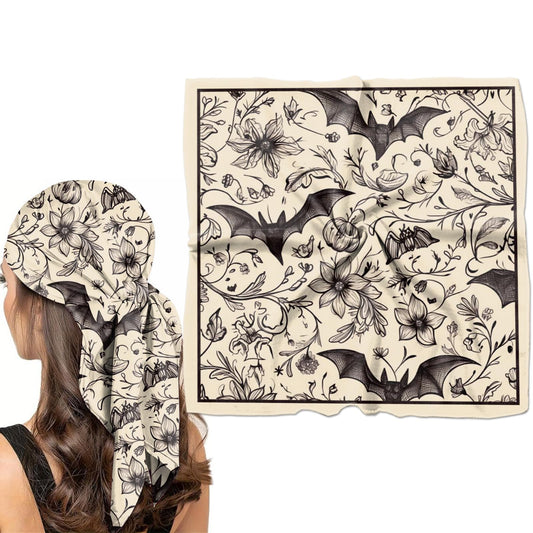 Foulard Cabreche en soie, carré en satin, pour cheveux, 69,5 cm, tendance, esthétique, mignon, décoration pour femmes et filles, chauve-souris