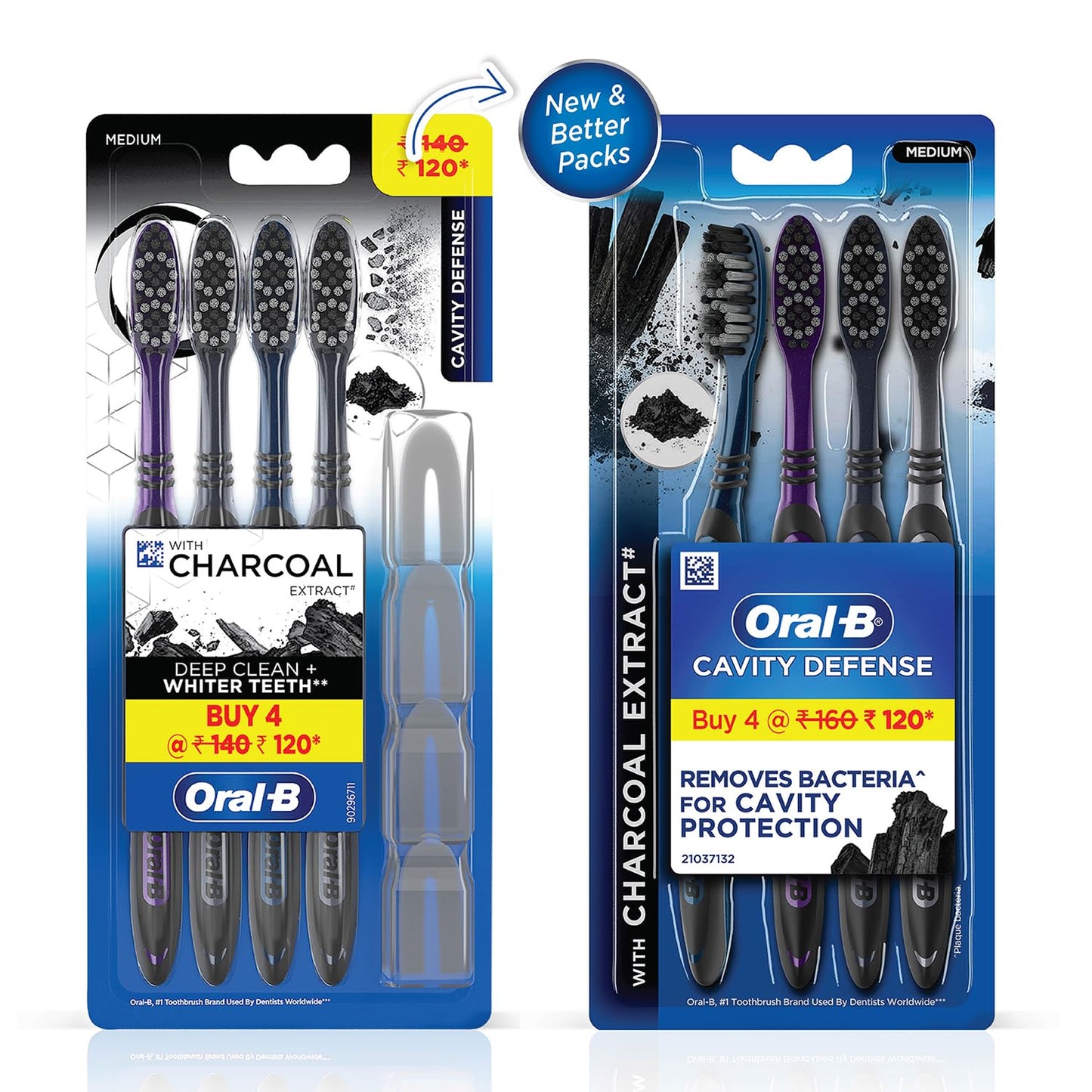 Oral B Cavity Defense 123 Black Toothbrush � Medium (Pack of 4)