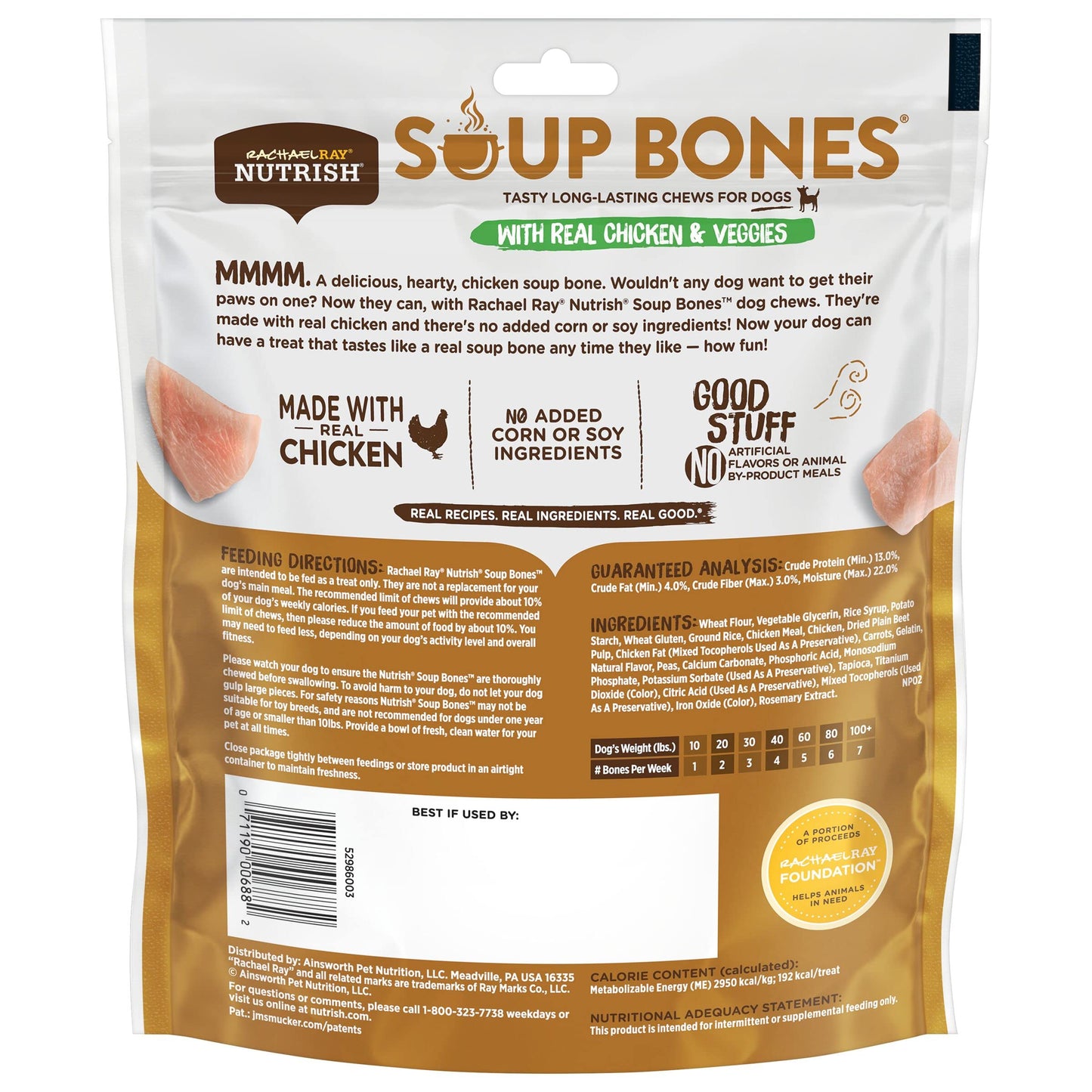 Friandises pour chiens Rachael Ray Nutrish Soup Bones, saveur poulet et légumes, 6 os