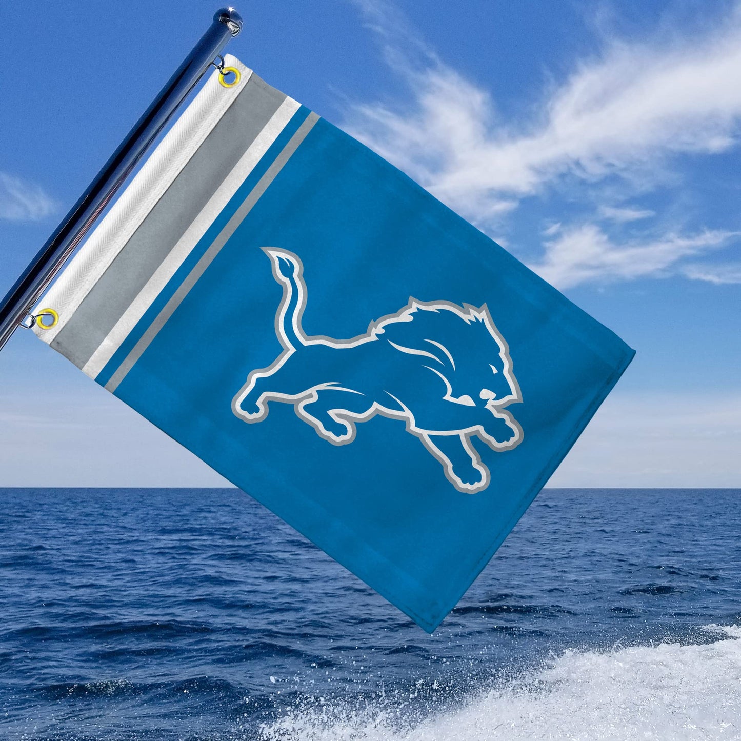 Bandera utilitaria de Rico Industries NFL Detroit Lions Stripes de 12" x 17", doble cara, ideal para botes, carritos de golf, hogares, etc.