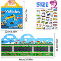 Reusable Sticker Book for Kids 2 Pcs Dinosaur Vehicles Truck Sticker Book, Sticker Books for Toddlers 3-4 Years, Sticker Activity Book for Girls Boys, Educational Learning Toys, Age 3+ Birthday Gifts