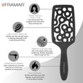 FRAMAR Professional Vented Hair Brush – Paddle Curved Hair Brush For Blow Drying, Wet Paddle Brush for Women Blow Drying