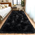 Alfombras de pasillo mullidas para dormitorio de 2 x 6, alfombra peluda moderna para pasillo, sala de estar, alfombra de felpa suave y difusa para la cabecera de la cama para la decoración de la habitación de los niños y niñas, color negro