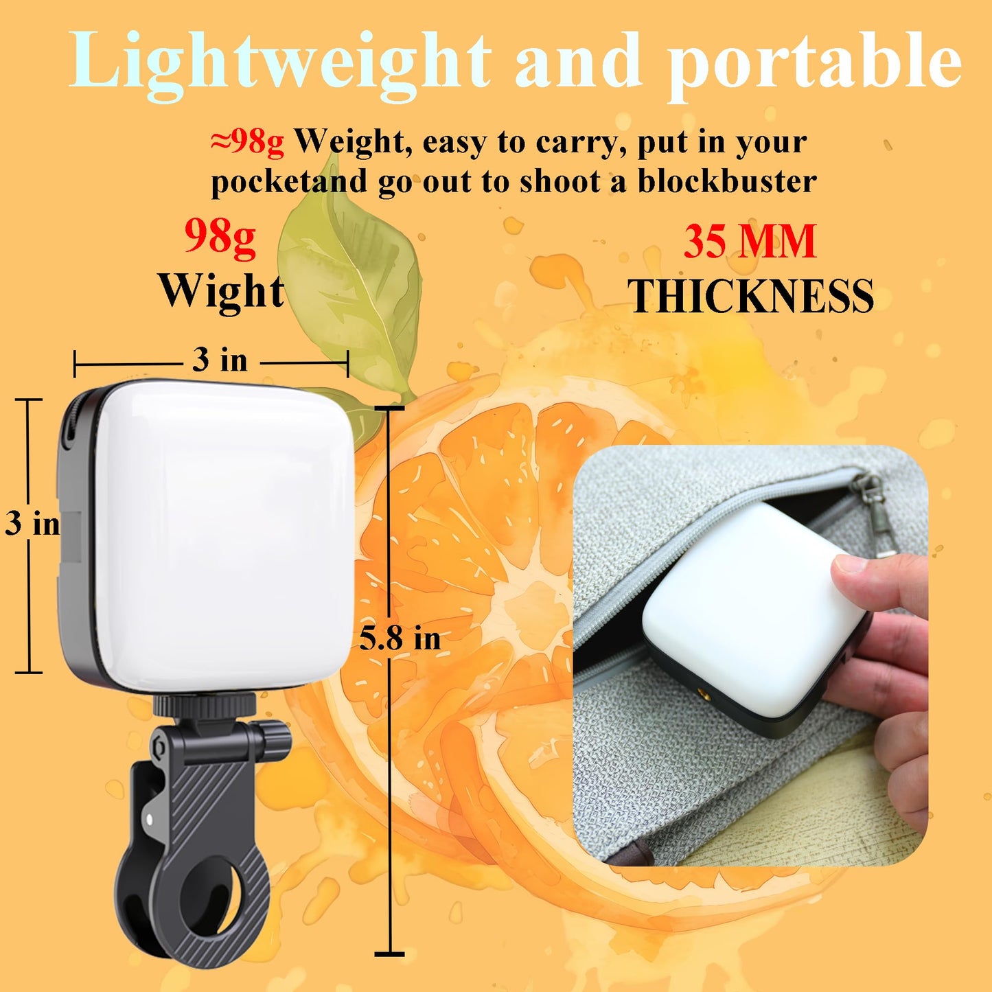 Selfie Light, LED Phone Light Clip with 3 Adjusted Light Modes, 3000K-9900K Video Light for Phone, Eye Friendly Design for iPhone/Laptop/iPad/Camera/TiKTok/Vlog/Video Conference