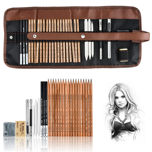 YunQiDeer Drawing Pencils, Art Supplies Sketch Pencils Kit for Kids Adults, Professional Charcoal Sketching Graphite Art Pencils Set