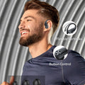 PocBuds Bluetooth Headphones Wireless Earbuds 80hrs Playtime Wireless Charging Case Digital Display Sports Ear Buds with Earhook Deep Bass IPX7 Waterproof Over-Ear Earphones for TV Phone Laptop Black