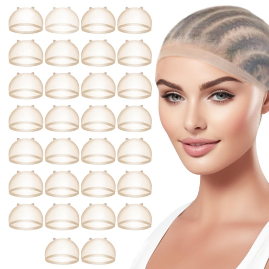 30 Pcs HD Wig Caps for Women Lace Front, Ultra Thin Stocking Cap for Women, Breathable Wig Cap for Long Thick Hair, Wig Caps with Elastic Band Transparent