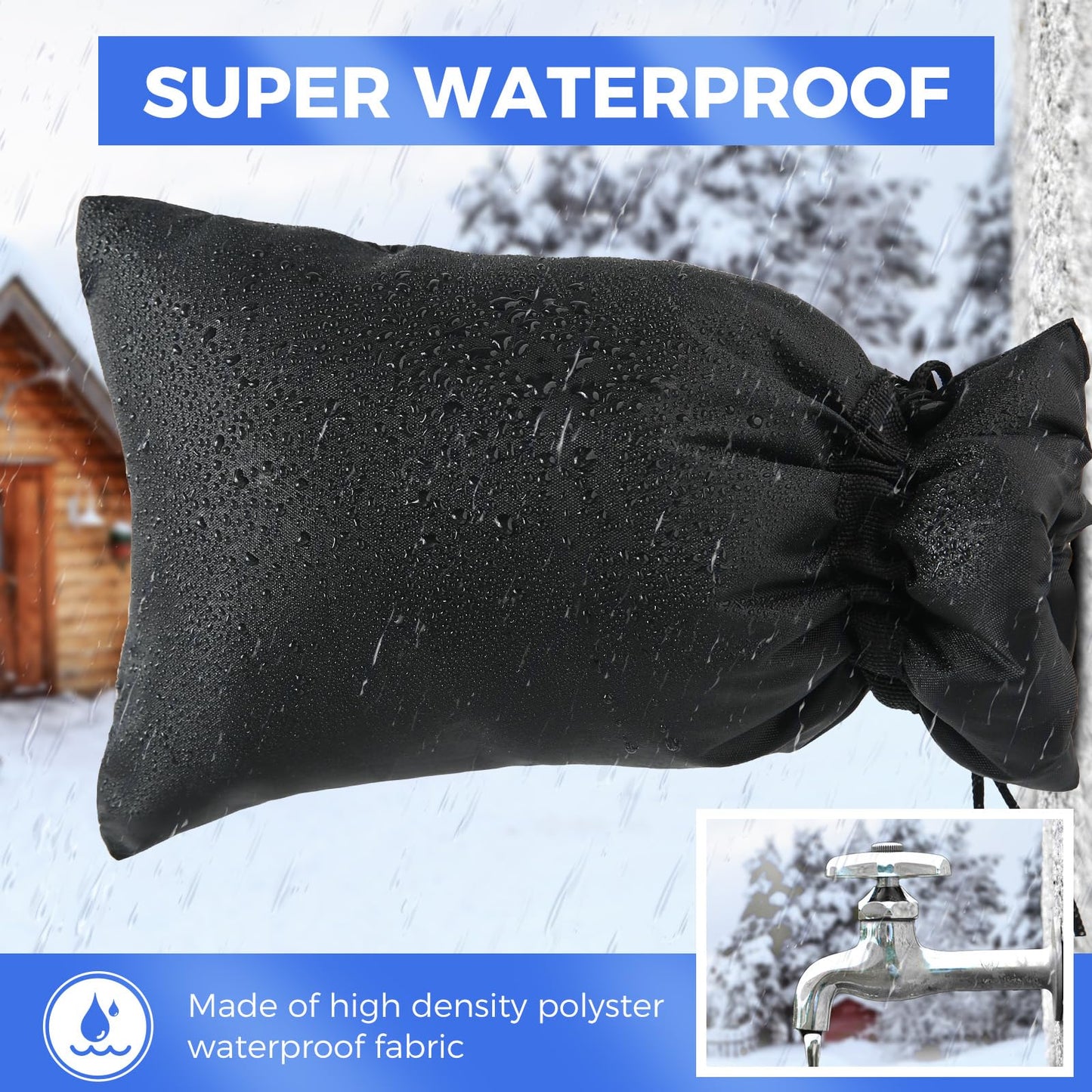 Outdoor Faucet Covers for Winter Freeze Protection, 2 Pack 6.7" x 9.5" Hose Bib Cover for Winter, Water Spigot Covers Winter Insulated, Pipe Wrap Insulation Cover Socks Outside Faucet Freeze Protector