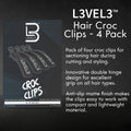 Level 3 Croc Hair Clips - 4 Pack Hair Clip Set for Hair Styling