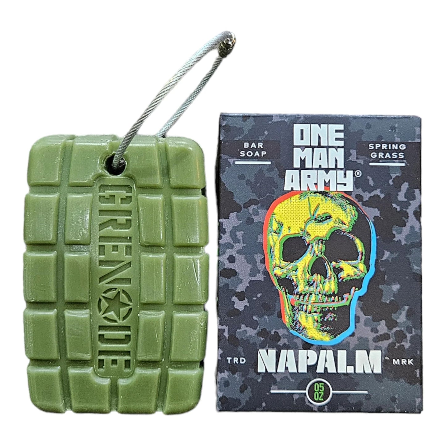 ONE MAN ARMY Napalm Bar Soap for Men by Grenade Grooming, Body and Face Natural Cleanser, Fresh Masculine Scent, Gift for Armed Forces and Military Enthusiasts, American Made