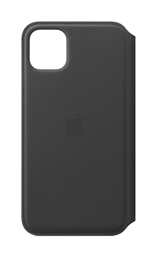 Funda tipo libro de cuero de Apple para iPhone 11 Pro Max: negra, de ajuste fino y sin cables