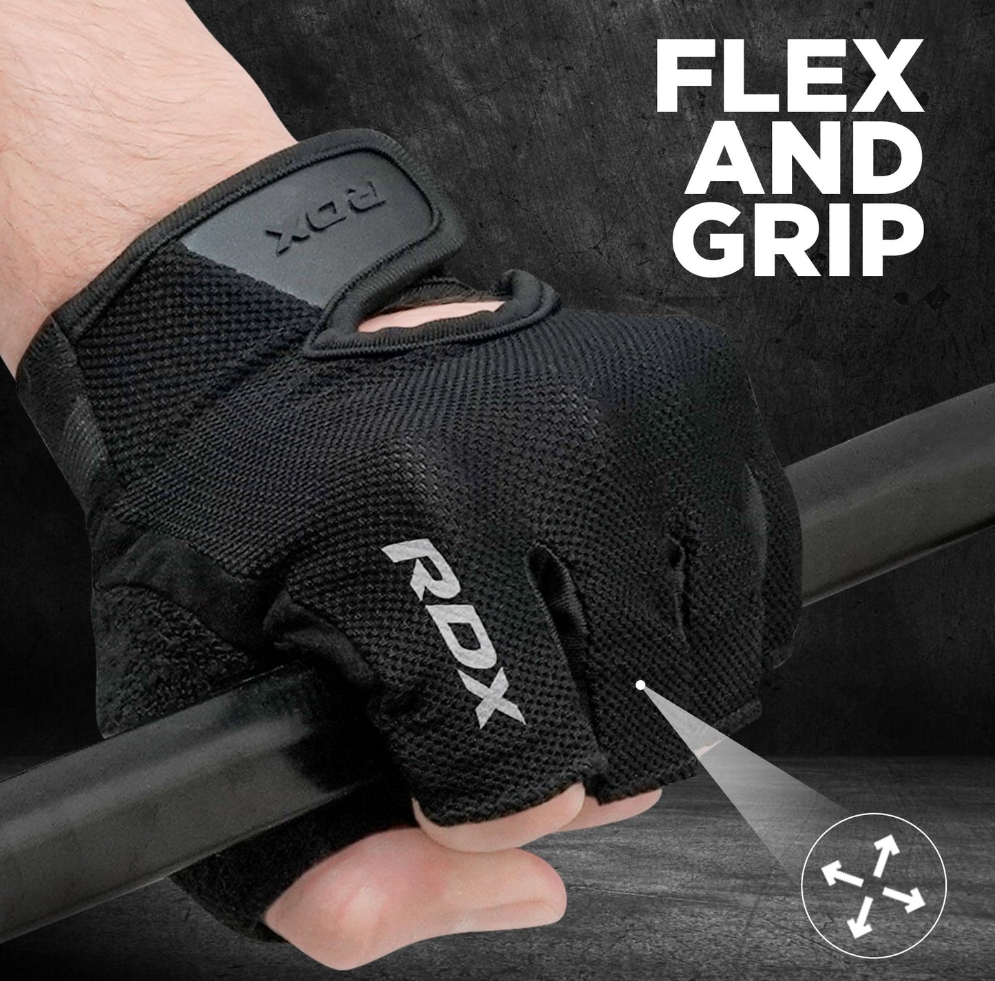 RDX Weight Lifting Gloves Gym Fitness Workout, Anti Slip Palm Protection Half Finger Exercise Glove for Powerlifting Deadlifting Bodybuilding Calisthenics Cycling Rowing Climbing Training, Men Women