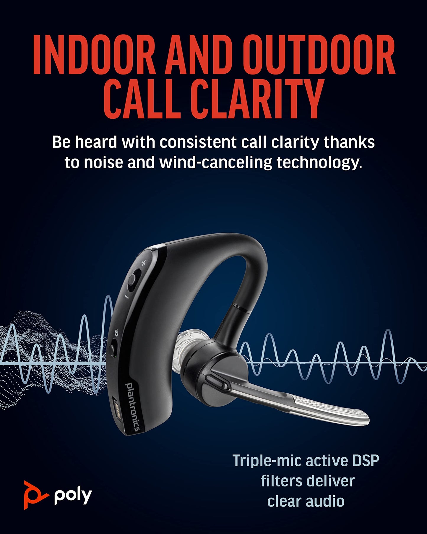 Poly Voyager Legend Wireless Headset (Plantronics) - Single-Ear Bluetooth w/Noise-Canceling Mic - Voice Controls - Mute & Volume Buttons - Ergonomic Design -Connect to Mobile/Tablet via Bluetooth -FFP