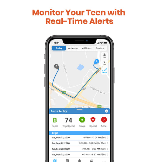 MOTOsafety OBD GPS Car Tracker, Hidden Vehicle Tracker and Monitoring System with Real Time Location GPS Reports, For Auto, Adults, Fleet, Parents, Teen, Elderly, 4G with Phone App