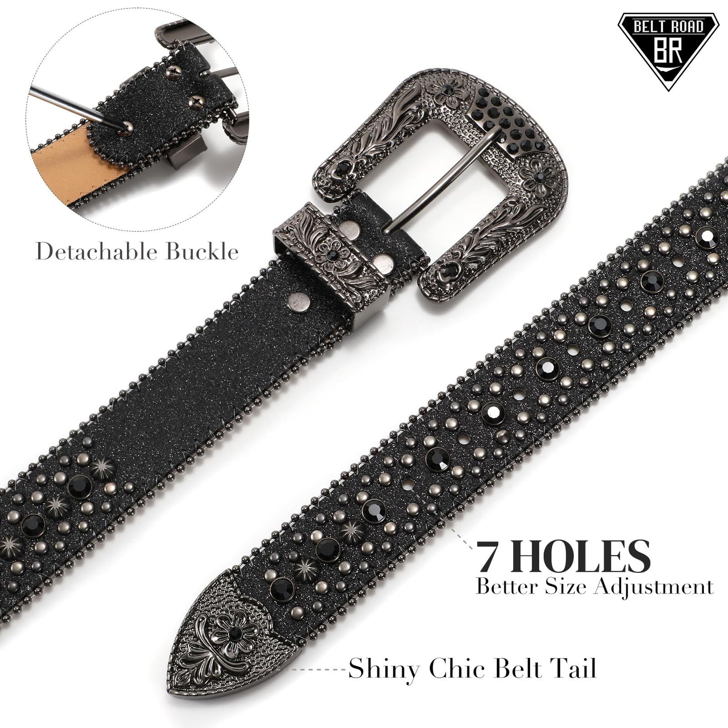 Ceinture à strass BELTROAD Ceinture gothique Ceintures Bling pour femmes et hommes Ceintures Western Cowboy Cowgirl pour jeans, ceinture Halloween