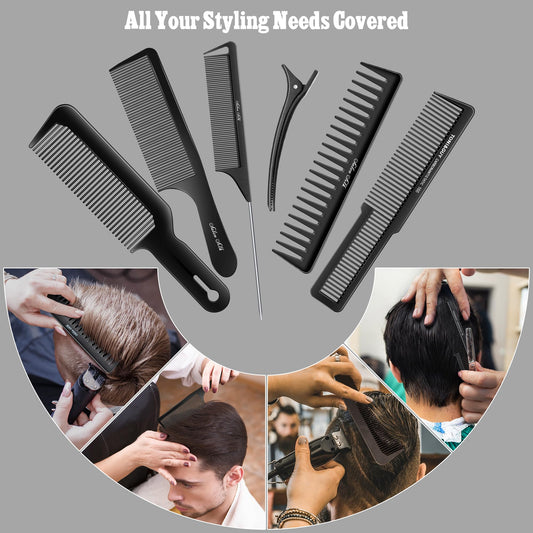 SALONSILK 12PCS Hair Cutting Comb Set - Professional Barber Combs for Hair Stylist - Premium Grade Barber Brush Neck Duster - Fading Comb Barber Clipper Comb