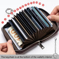 Mayski Credit Card Holder, Zipper Credit Card Wallet for Women, Small Accordion Card Cases Holder, KeyChain Wallet, Black