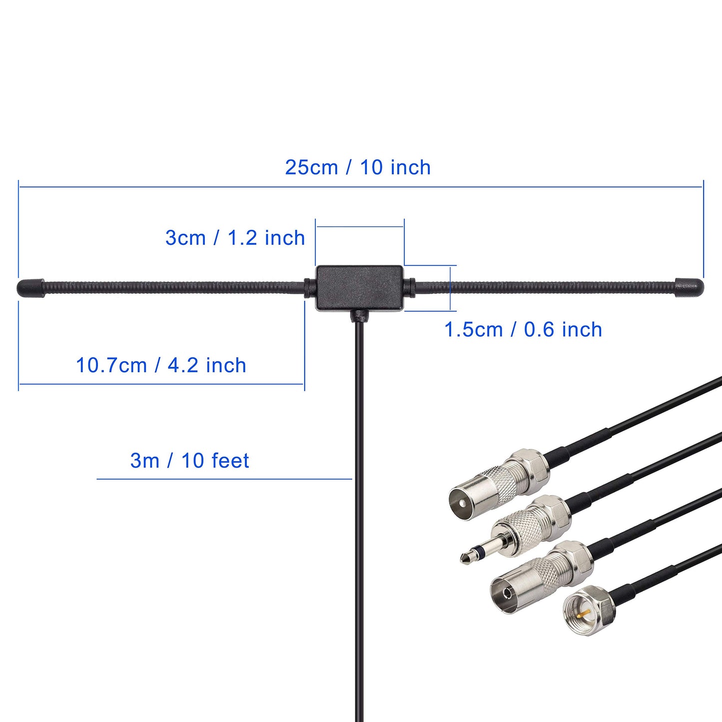 Bingfu FM Radio Dipole Antenna for Stereo Receiver Indoor Pioneer Onkyo Yamaha Marantz Bose Wave Music System FM Radio Home Stereo Receiver AV Audio Video Home Theater Receiver