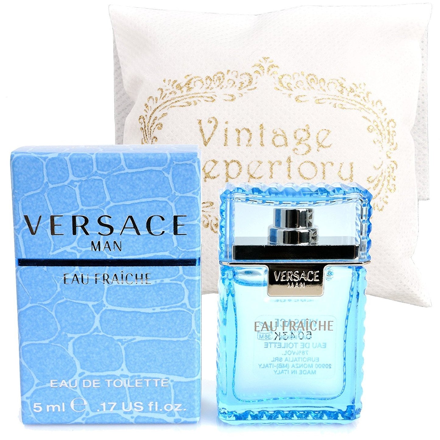 Original Versace Man Eau Fraiche Eau De Toiltte EDT 5ml 0.17oz Cologne for Men Homme Perfume Miniature Mini Parfum Collectible Bottle New In Box