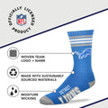 Calcetines de fútbol americano con 4 rayas y diseño de Deuce para jóvenes de la NFL Bare Feet, Detroit Lions, talla única