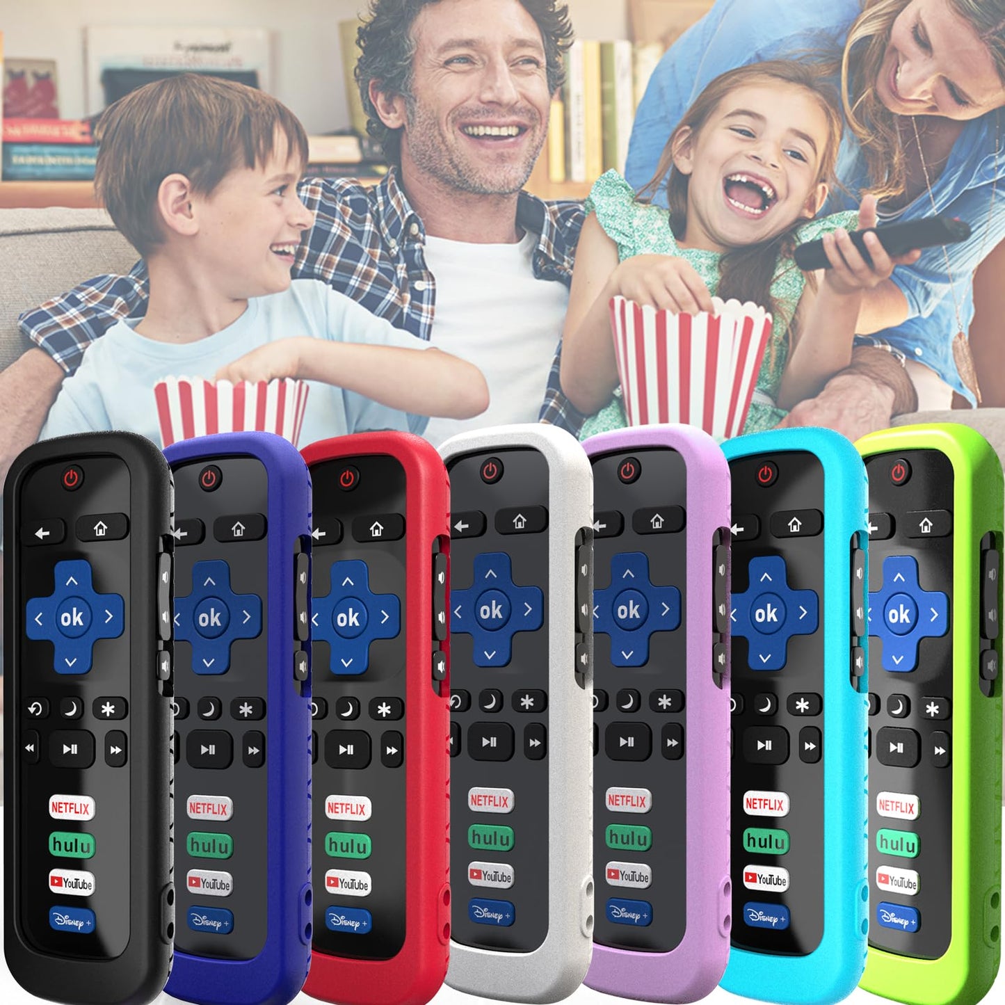 3Pack Cover for Roku Stick Remote, Case Compatible with Hisense TV Controller, Silicone Sleeve for TCL Smart TV Control Holder Glow in The Dark Purple Blue Red