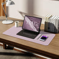 YSAGi Leather Desk Pad Protector, Office Desk Mat, Large Mouse Pad, Non-Slip PU Leather Desk Blotter, Laptop Desk Pad, Waterproof Desk Writing Pad for Office and Home (Grayish Lavender, 23.6" x 13.8")