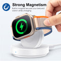 ZAPOGO Portable Magnetic Charging Dock for Apple Watch, Wireless Fast Watch Charger Stand with Charging Cable, Support Nightstand Mode, Compatible with Apple Watch 10 9 8 7 SE 6 5 4 3 2/Ultra 2-White