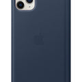 Funda tipo libro de cuero para iPhone 11 Pro Max de Apple, color azul marino, ajuste fino, compatible con carga inalámbrica