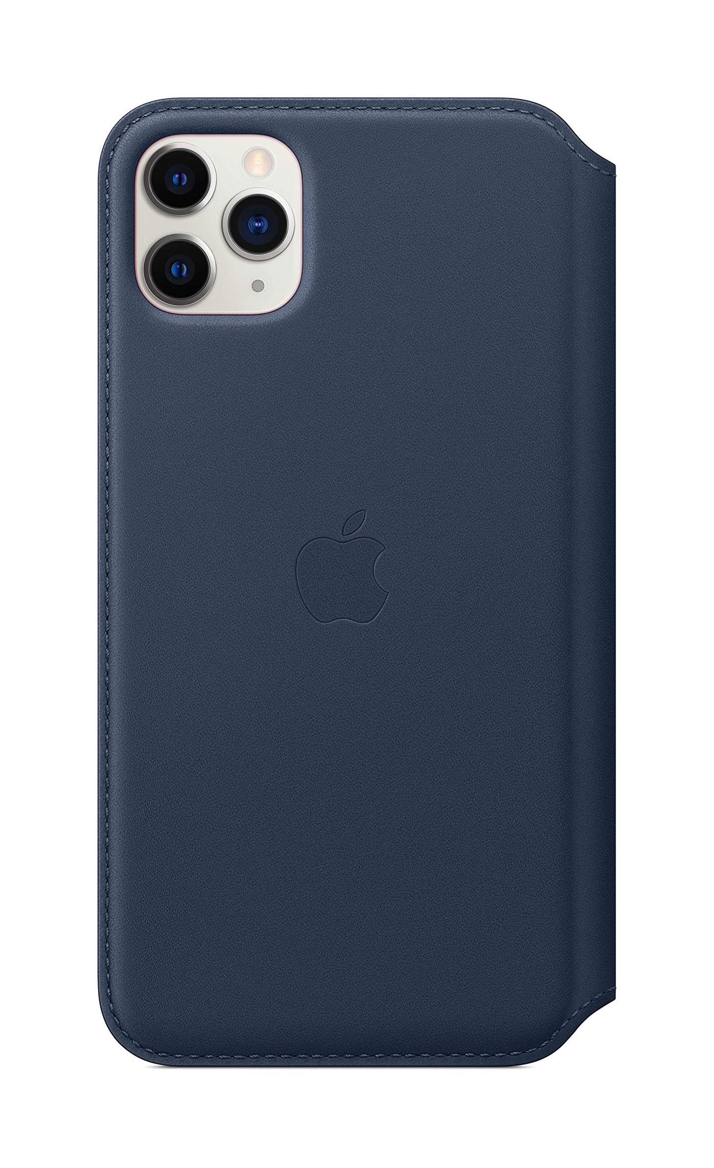 Funda tipo libro de cuero para iPhone 11 Pro Max de Apple, color azul marino, ajuste fino, compatible con carga inalámbrica