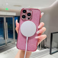 Funda para iPhone 16 Pro (6,3 pulgadas, 2024), compatible con MagSafe, diseño de mariposas de lujo con purpurina para mujeres y niñas, funda suave a prueba de golpes para teléfono, color rosa