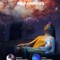 POCOCO Proyector Galaxy Star para dormitorio con discos de película óptica reemplazables, proyector de luz nocturna planetaria para el hogar con luz suave de alta definición para relajarse, estudiar y meditar, regalos para aliviar el estrés