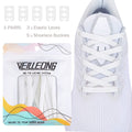 VEILLEONG Elastic Shoelaces for Adults Kids Shoes，No Tie Tieless Shoe Laces for Sneakers, One Size Fits All White