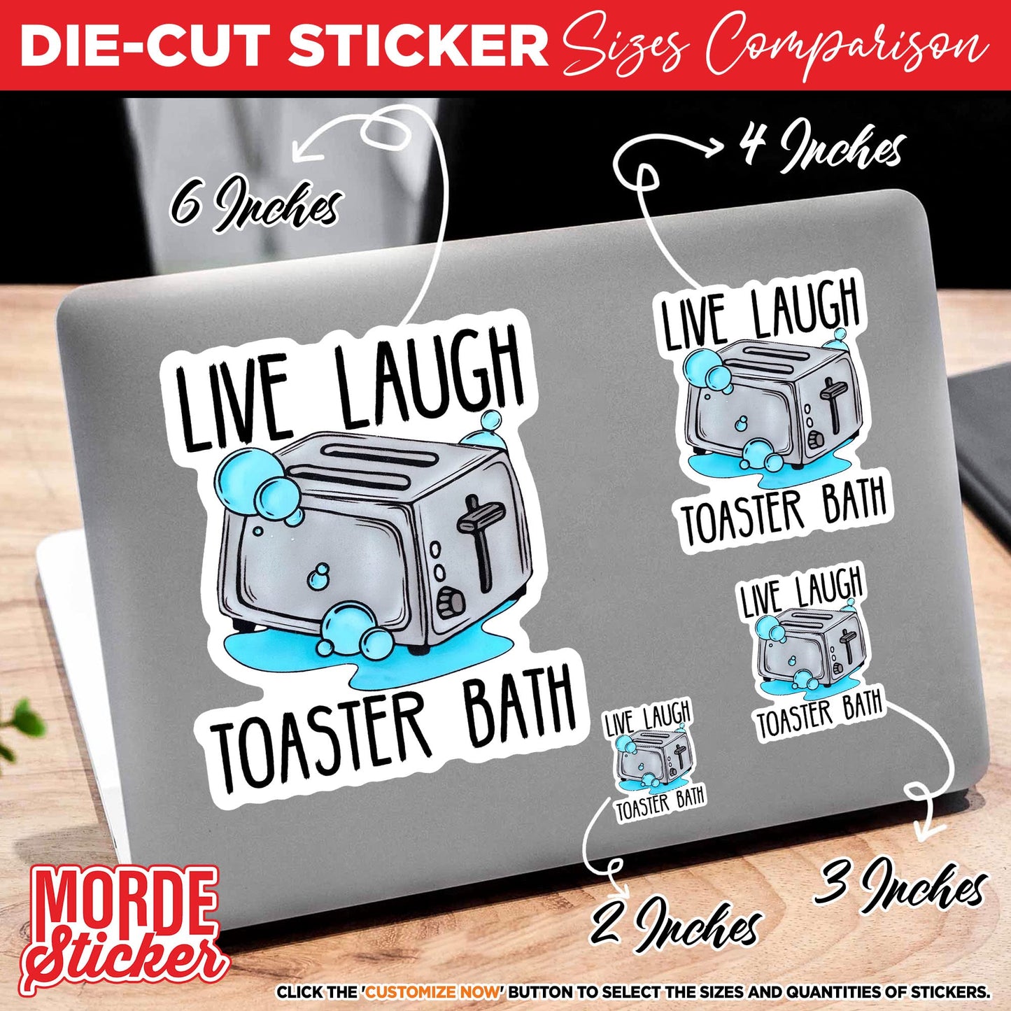 (3Pcs) Live Laugh Toaster Bath Sticker Funny Toaster Quote Joke 2" Die-Cut Waterproof Vinyl Sticker for Hard Hat Laptop Water Bottle Phone Case Merchandise Decor Decal Stuff Birthday Gift 2 Inch