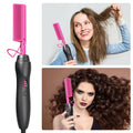 Peine alisador de pelo con calor, peines de presión térmica, peine alisador de pelo eléctrico de cerámica, rizador para cabello negro natural, pelucas de barba, regalo de vacaciones, color rosa