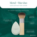 EcoTools Blend + Blur Makeup Brush and Sponge Duo, Makeup Blender Sponge & Foundation Brush, For Liquid & Cream Makeup, Cloud Skin, Eco Friendly, Latex-Free, Cruelty Free, & Vegan, 2 Piece Set