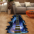 RW-82002 3D Floor Stickers Galaxy Interstellar Space Suspension Bridge Floor Stickers Removable Illusion Waterproof Floor Wall Decor for Kids Bedroom Living Room Nursery Home Decoration