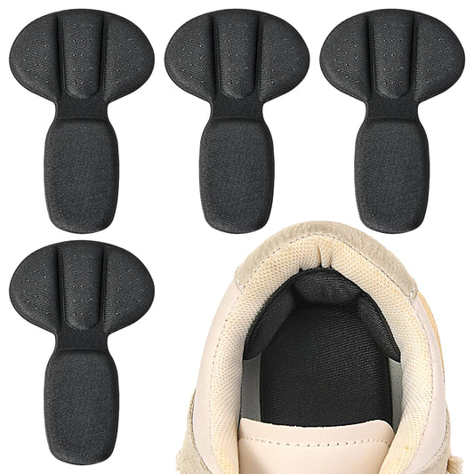 Almohadillas para la parte posterior del talón, 4 piezas de insertos de malla adhesiva para el talón para botas, zapatos sueltos demasiado grandes, protectores de talón reutilizables para mujeres y hombres, protectores de talón antiampollas (negro)