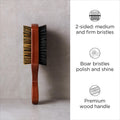 Diane Premium 100% Boar Bristle 2-Sided Club Brush for Men and Barbers, Medium and Firm Bristles for Thick Coarse Hair, Detangling, Smoothing