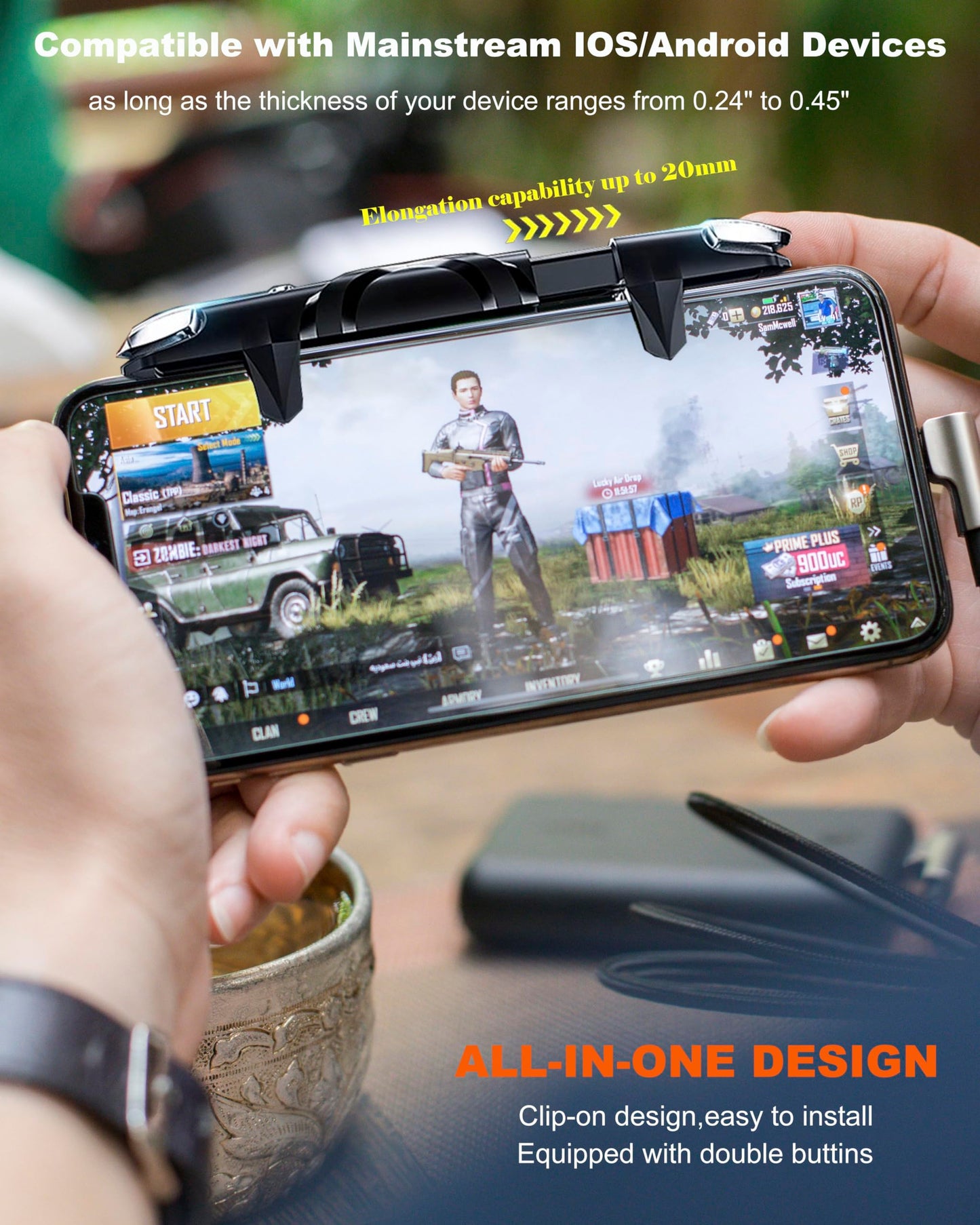 Controlador de teléfono móvil ACEDAYS para Android y iPhone, controlador de juego compatible con PUBG Mobile/Knives Out/Call of Duty Mobile, disparadores de teléfono para juegos con disparo y puntería sensibles